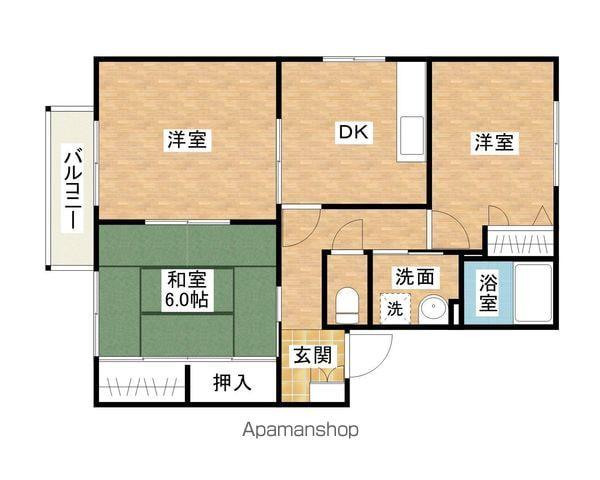 メゾン・リヴァージュA棟(3DK/1階)の間取り写真