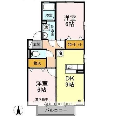 サンセールB棟(2DK/2階)の間取り写真