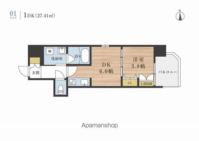 エルミナカロン(1DK/10階)の間取り写真