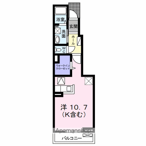 クロスハーバーⅠ(ワンルーム/1階)の間取り写真