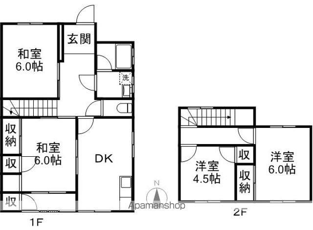 三輪貸家(4DK)の間取り写真
