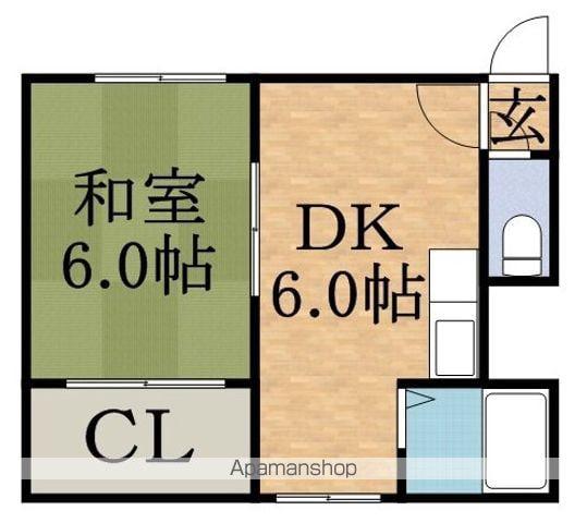 21条ビル(1DK/1階)の間取り写真