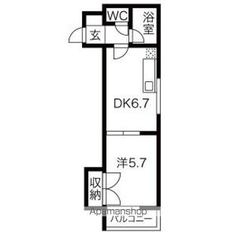 レジデンス東豊(1DK/2階)の間取り写真