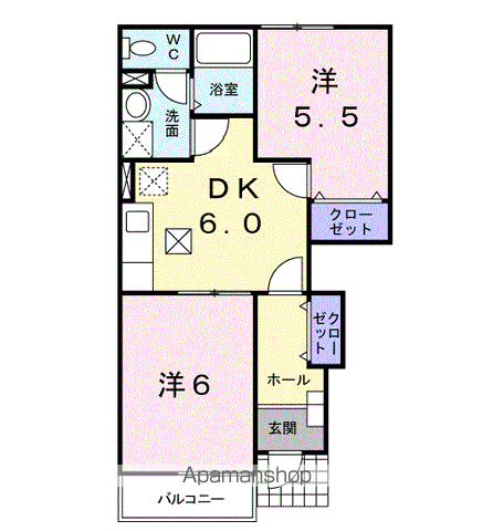 アリッシュ森(2DK/1階)の間取り写真