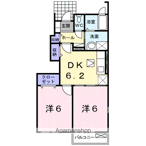 マードレA(2DK/1階)の間取り写真