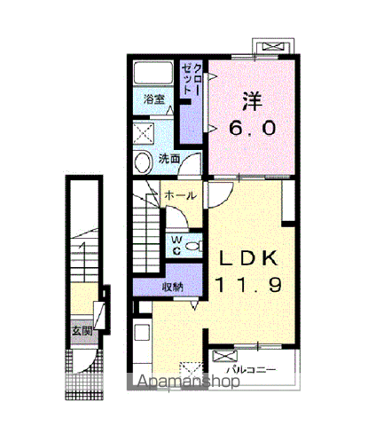 イルディーヴォ(1LDK/2階)の間取り写真