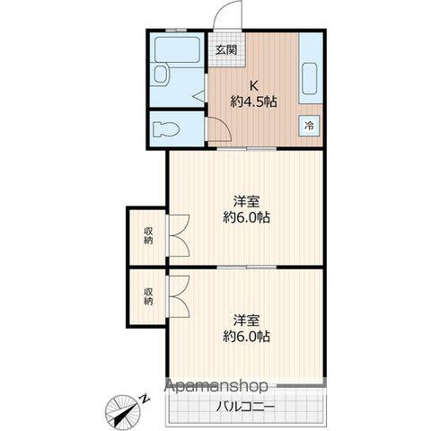 コーポラスシカマ(2K/2階)の間取り写真