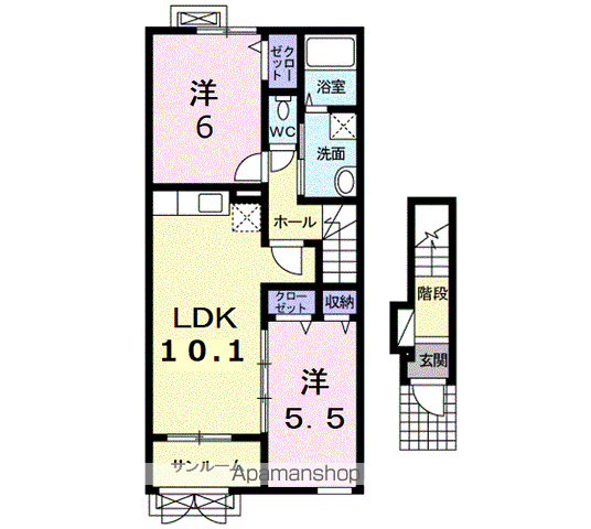 アスページ(2LDK/2階)の間取り写真