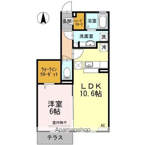 D-ROOM 雪月花(1LDK/1階)の間取り写真