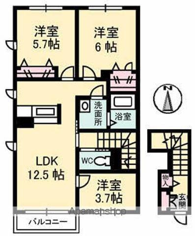 シャーメゾンTОWN福山北 B棟(3LDK/2階)の間取り写真
