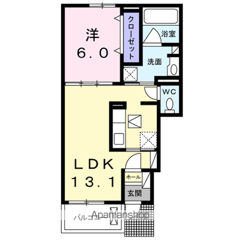ブロマンス(1LDK/1階)の間取り写真