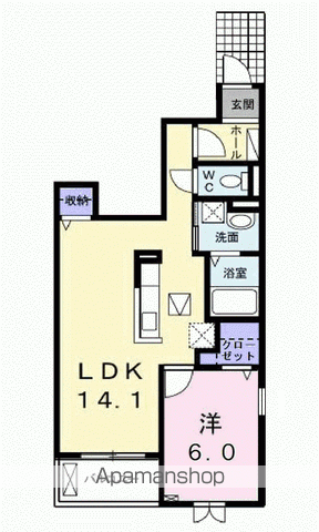 東武伊勢崎・大師線 草加駅 徒歩41分 3階建 築5年(1LDK/1階)の間取り写真