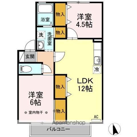 メゾン・ド・ファミール C(2LDK/2階)の間取り写真