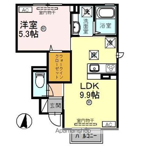 プラシード・メゾン(1LDK/1階)の間取り写真