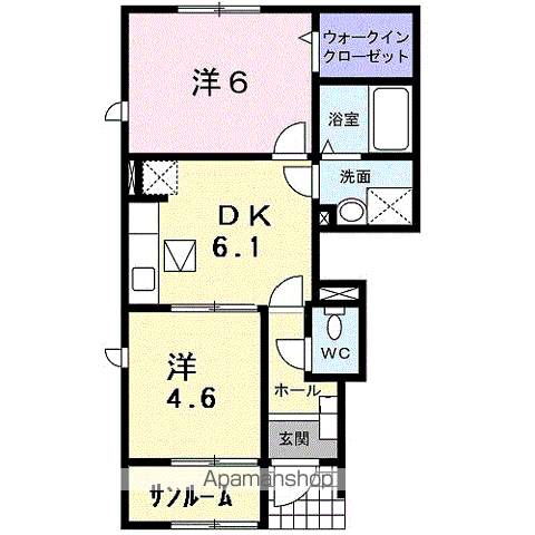 フェアリスⅠ(2DK/1階)の間取り写真
