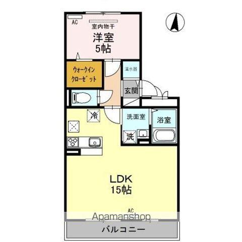 フローラ A棟(1LDK/1階)の間取り写真