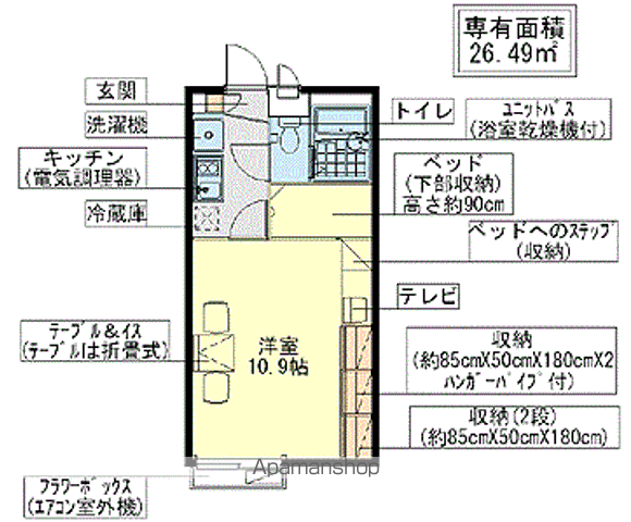 レオパレスフレンド(1K/1階)の間取り写真