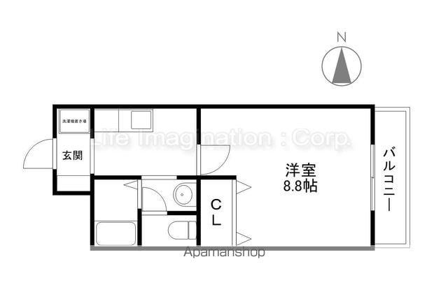 ヒルズイッセイ(1K/3階)の間取り写真