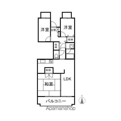 朝陽団地D棟(3LDK/5階)の間取り写真