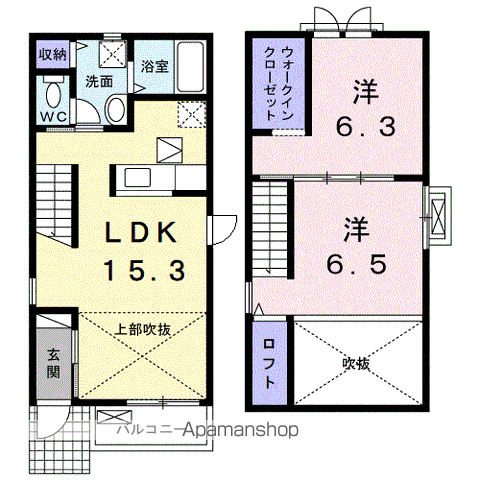 キャッスル E(2LDK/1階)の間取り写真