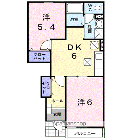ノワメゾンB(2DK/1階)の間取り写真