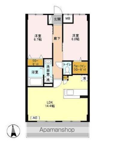 PARK SIDE RESIDENCE(2LDK/3階)の間取り写真