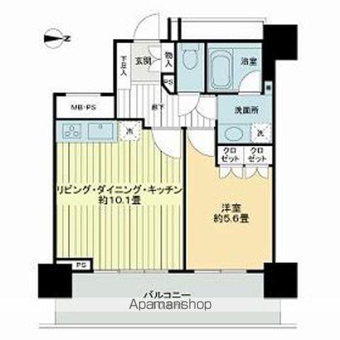 ライオンズタワー府中(1LDK/22階)の間取り写真