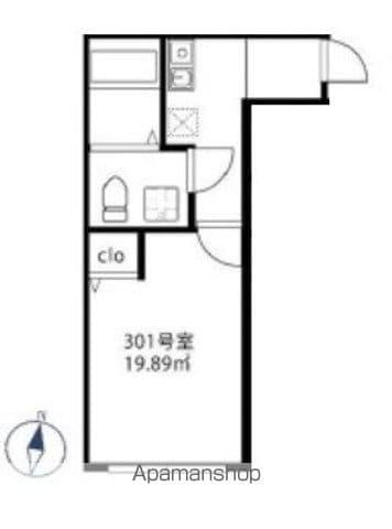 エスペランサ氷川台(1K/3階)の間取り写真