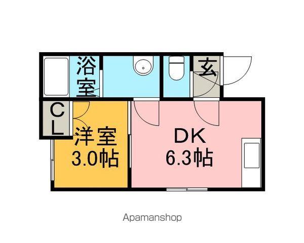 フラットJ澄川(1DK/2階)の間取り写真
