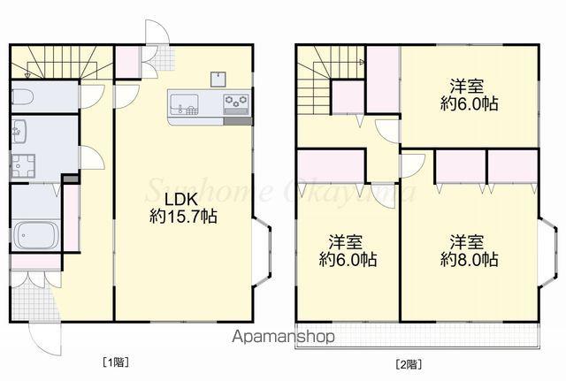 宇野線 備前西市駅 徒歩14分 2階建 築22年(3LDK)の間取り写真