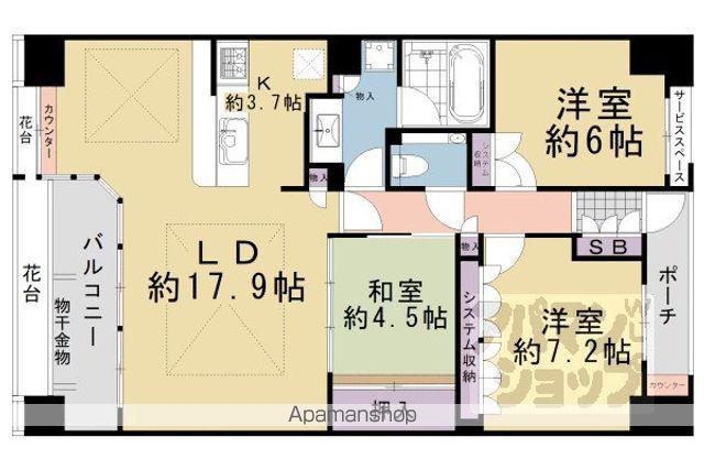 プレティナージュ御池東洞院(3LDK/8階)の間取り写真