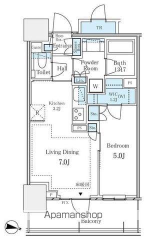 パークタワー西新宿(1LDK/7階)の間取り写真