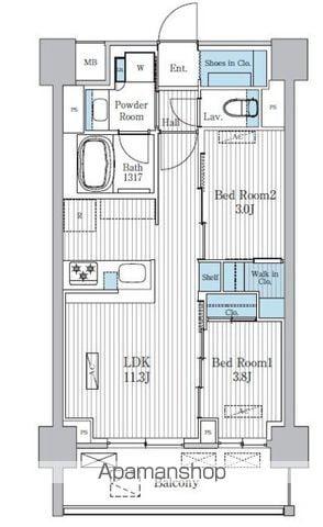 TERRA蚕糸の森(2LDK/7階)の間取り写真