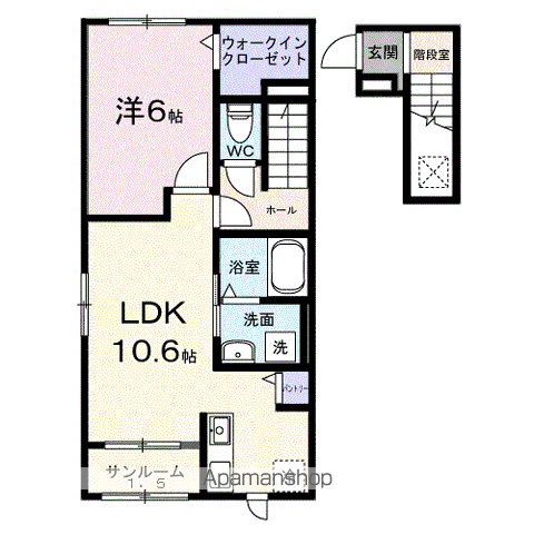 リーベ佐久CURRENTⅠ(1LDK/2階)の間取り写真