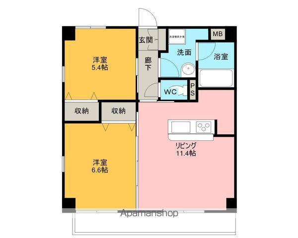 ビスタウーノ(2LDK/1階)の間取り写真