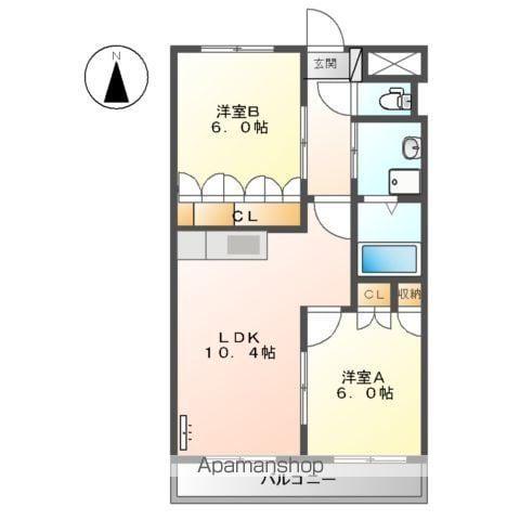 グランフォースMOCO(2LDK/2階)の間取り写真