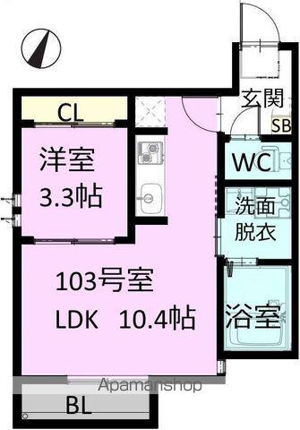 フォンティーナ本千葉(1LDK/1階)の間取り写真