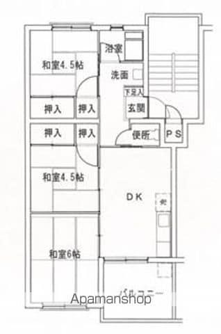 ジェミニ井尻(3DK/5階)の間取り写真