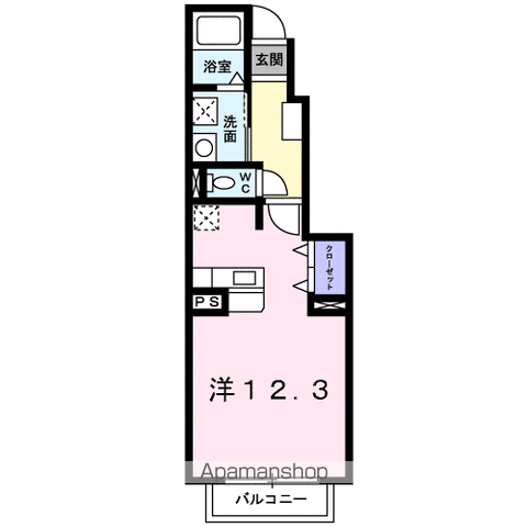 シャンテヒルズⅡ(ワンルーム/1階)の間取り写真