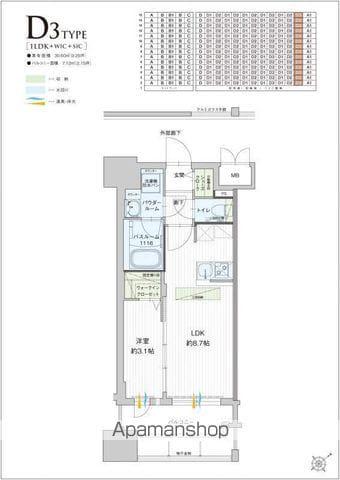 グランフォーレ千早マークスクエアイーストウイング(1LDK/2階)の間取り写真