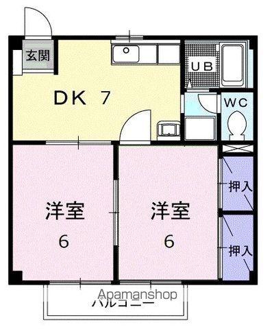 ミューズ松本Ⅲ(2DK/2階)の間取り写真