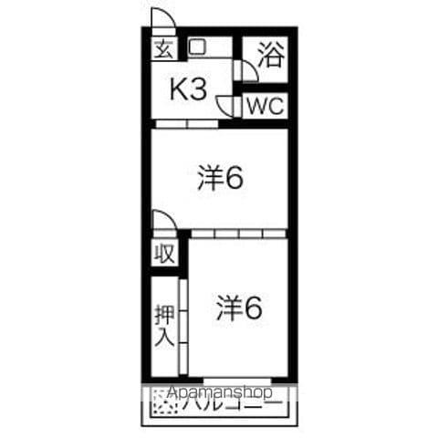 明円荘(2K/2階)の間取り写真