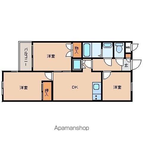 パレ・ドール立川(2SDK/3階)の間取り写真