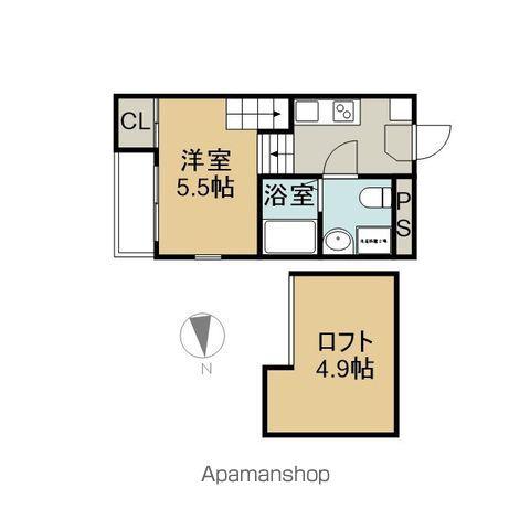 ハーモニーテラス城木町Ⅱ(1K/2階)の間取り写真