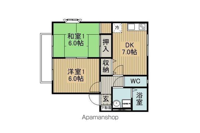 サンビレッジ林檎 E(2DK/2階)の間取り写真