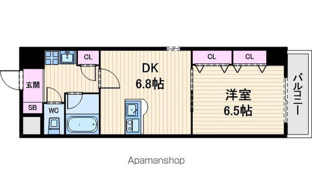 BR.天満橋(1DK/4階)の間取り写真