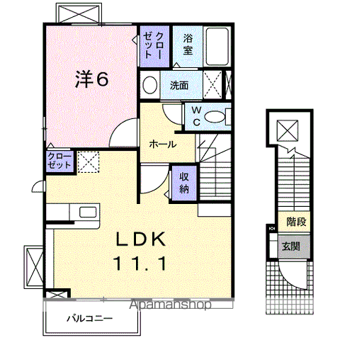 ハーベストホーム壱番館Ⅱ(1LDK/2階)の間取り写真