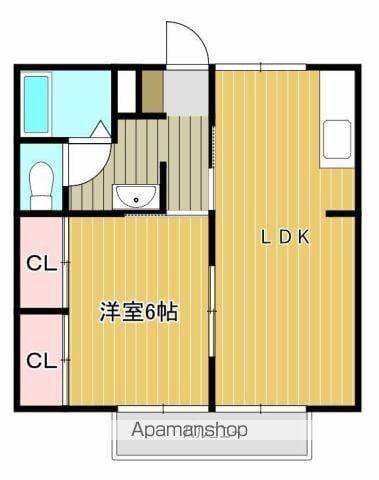 サンライズ中原(1LDK/1階)の間取り写真