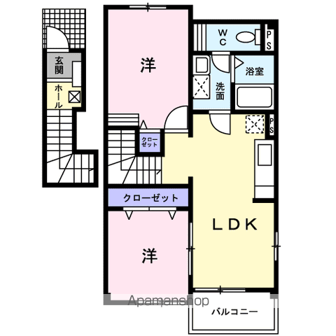 エントランス壱番館(2LDK/2階)の間取り写真