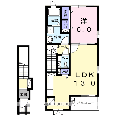 ネオ・クワットロ(1LDK/2階)の間取り写真